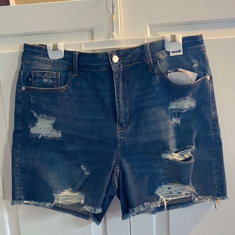 Judy Blue Dark Blue Distressed Jean Shorts